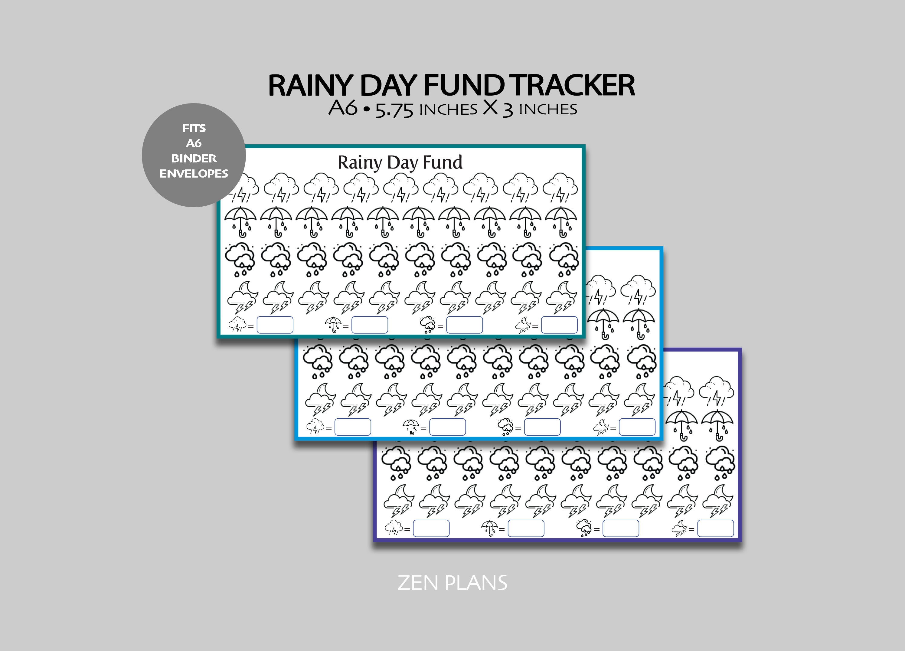 FTS スタジャン SAVE FOR RAINY DAY Rainy Day Savings Tracker for A6 Cash Binders | Rainy Day