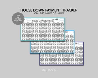 Printable House Down Payment Savings Challenge for A6 Cash Binders | A6 Cash Envelope Tracker | Budget Inserts | A6 Money Savings Challenge