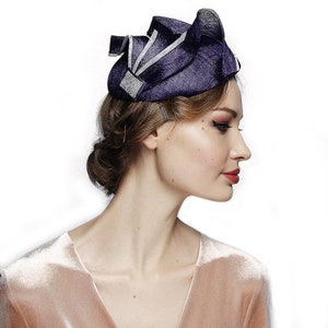 Purple Fascinator Hat Derby Cocktail Tea Party Headwear