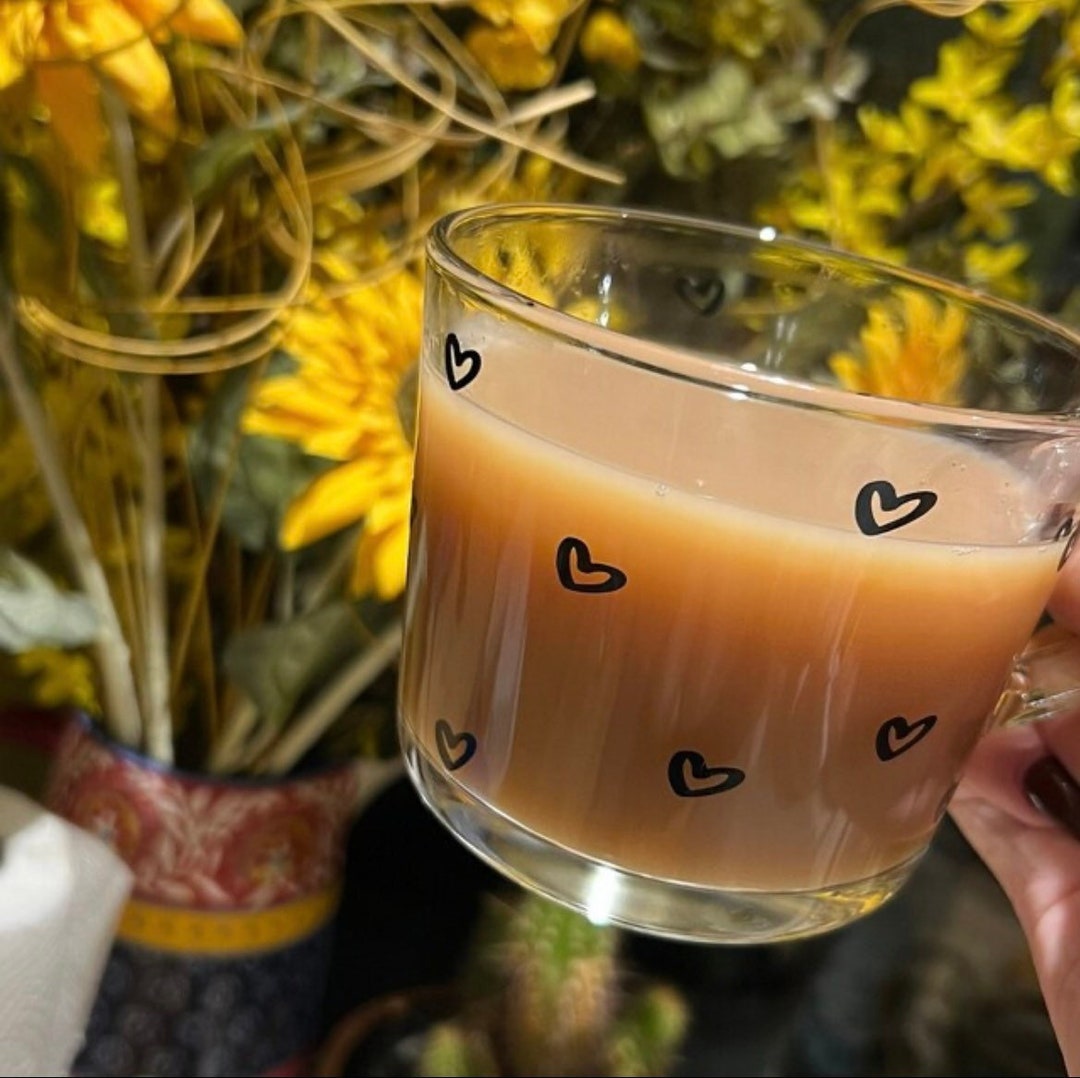 The A Cup of Love Mug Love Heart Glass Mug Mug Tea Etsy