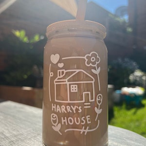 The Harry’s House glass, Libbey glass, can shaped glass, beer glass, drinks glass, iced coffee cup, personalised glass, Harry styles