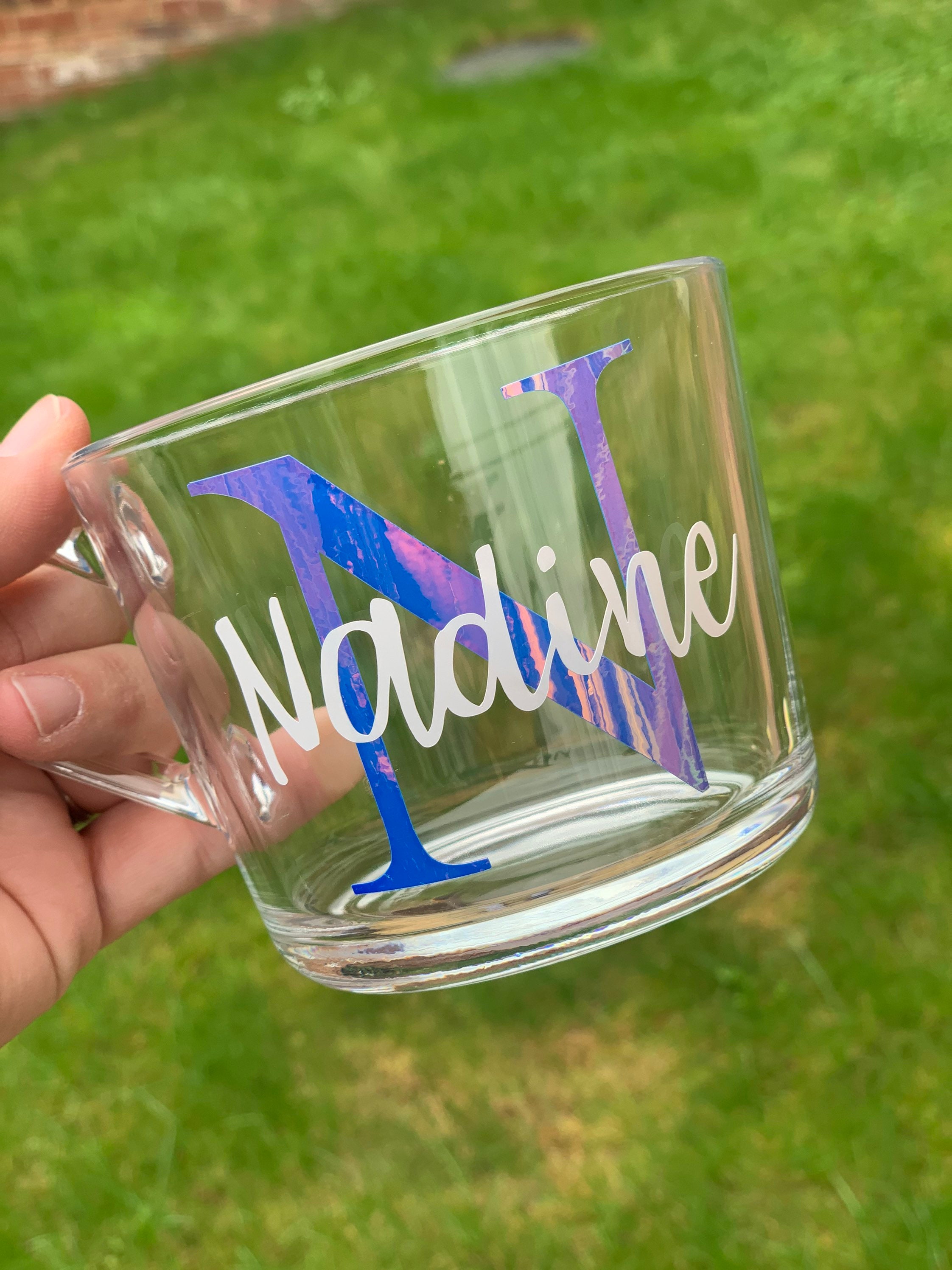 The OG Mug Personalised Glass Mug Initial Mug Tea Etsy UK