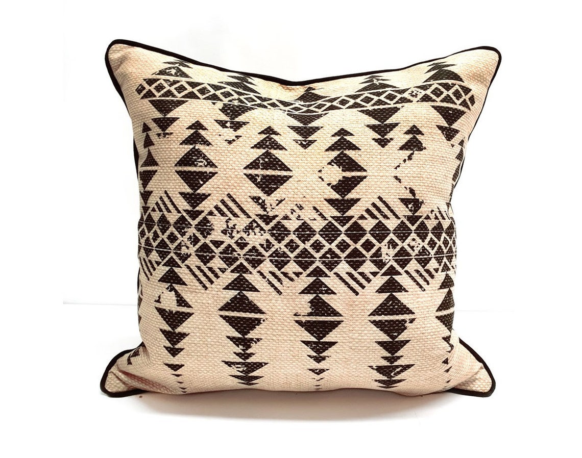 Toss Pillow Cover / LinenLike Designed Aztec Bohemian Pillow Etsy
