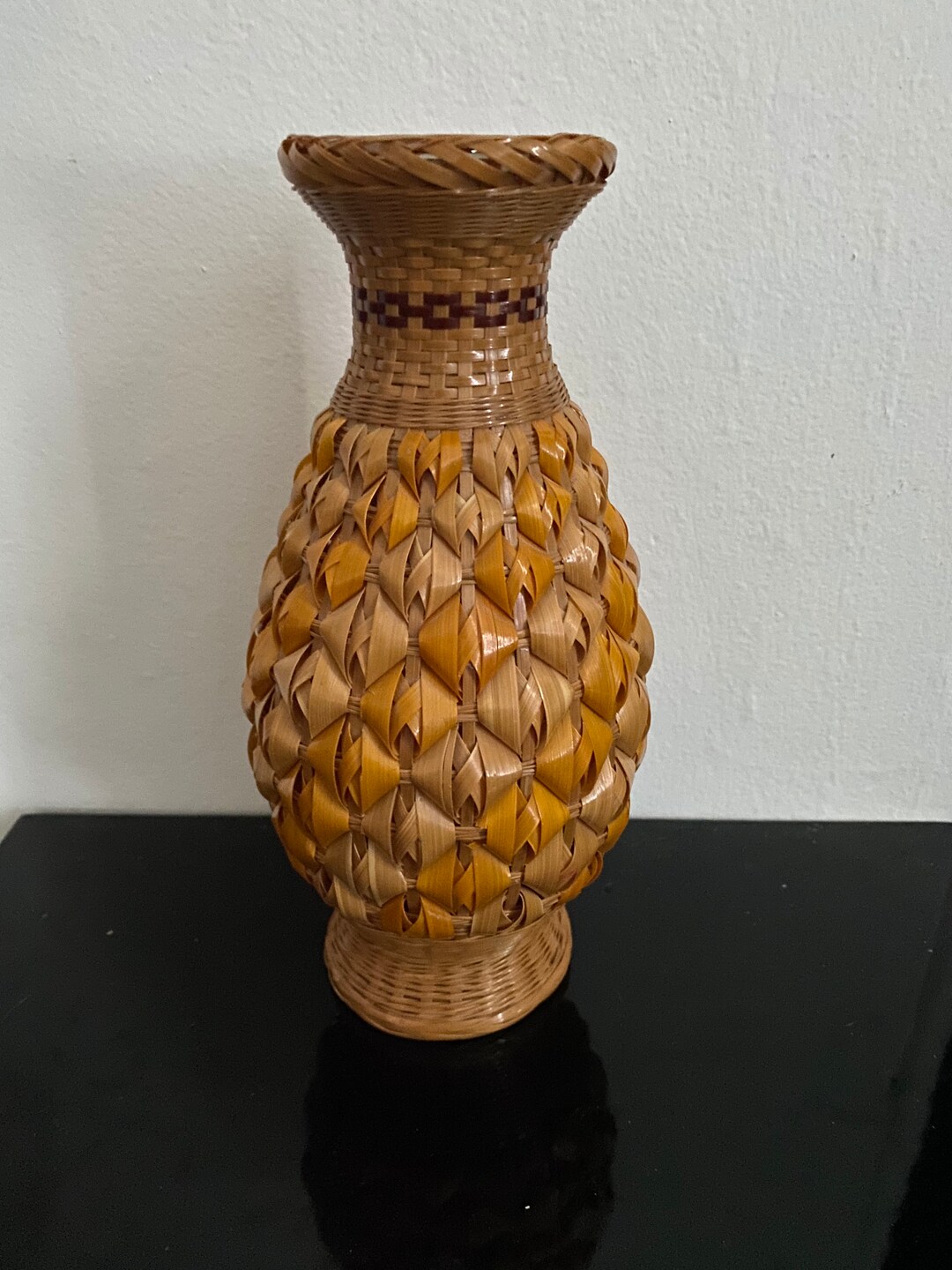 Rattan Wicker Vase Etsy