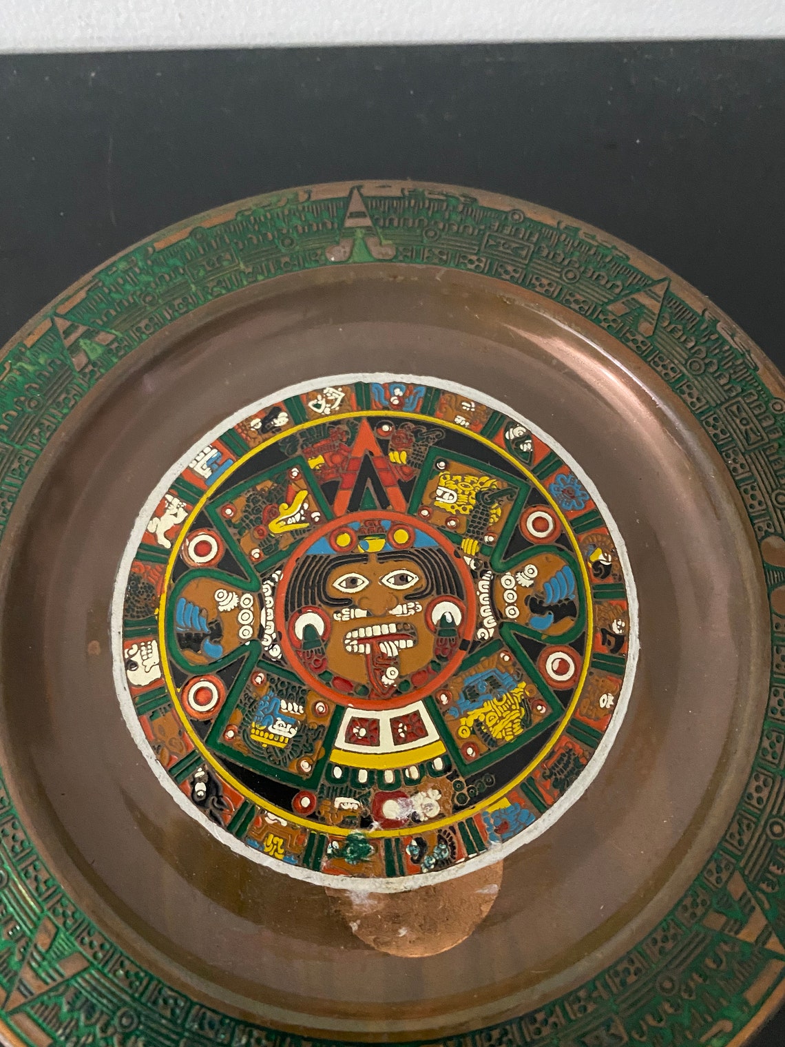 Copper Aztec Calendar Wall Hanging Plate Etsy