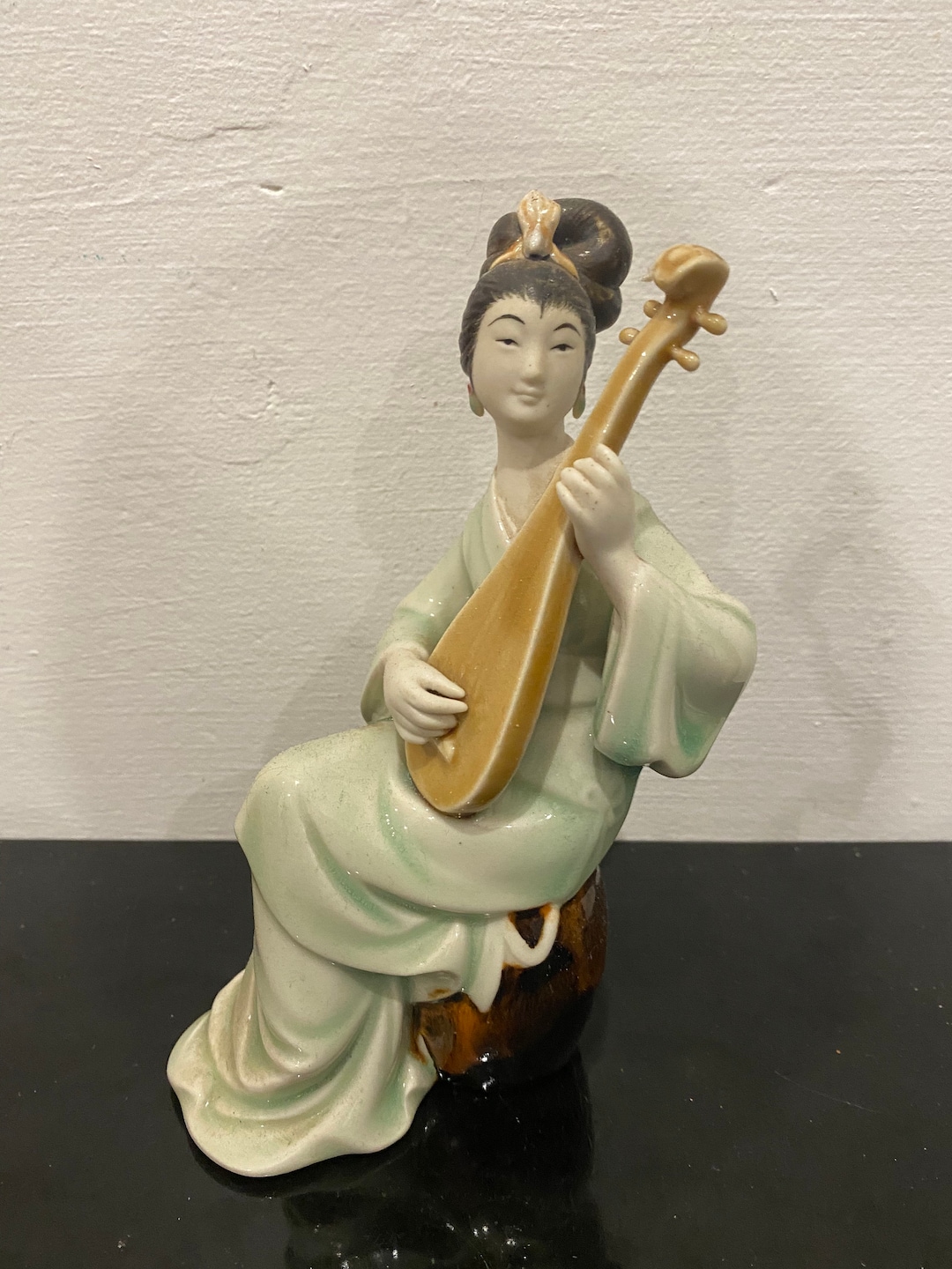Japanese Porcelain Geisha Figurine Playing the Banjo Etsy