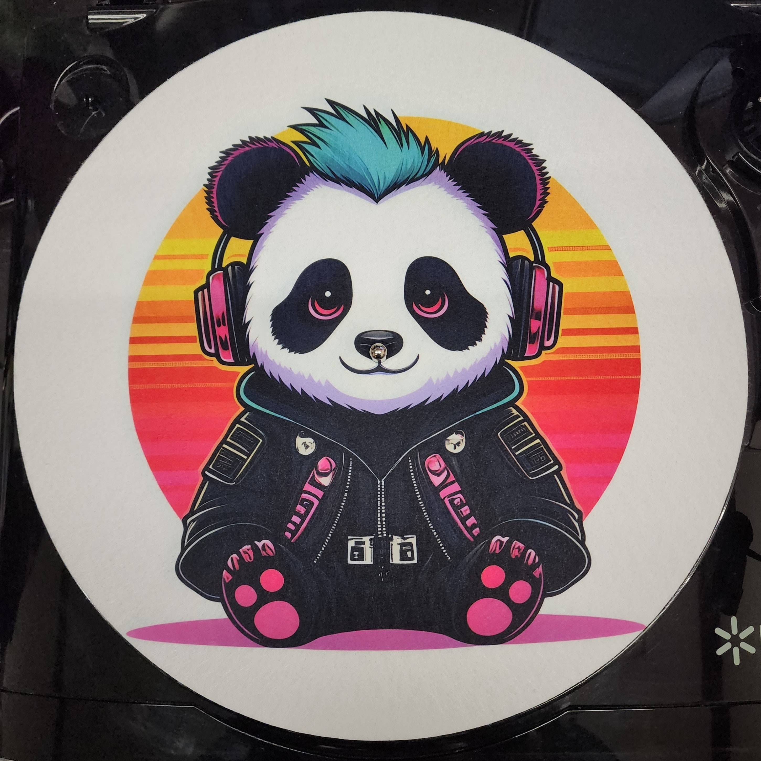Cute Punk Rock Panda Anime DJ Turntable Slipmat Record Pad Gift ...