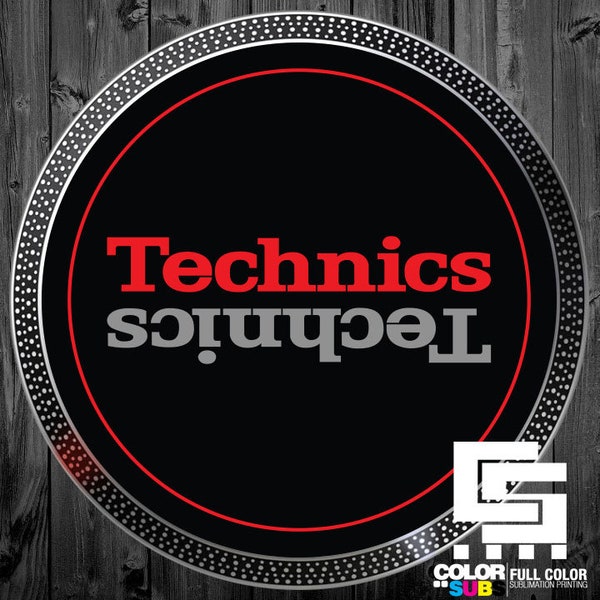Technics Black Red Gray DJ Turntable Slipmats - pair