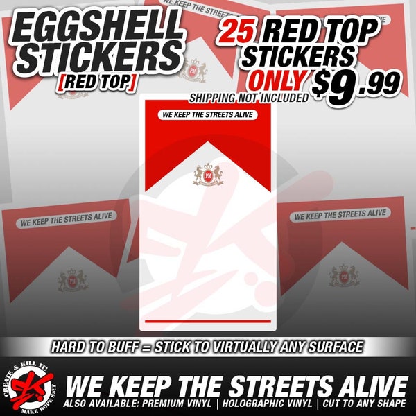 Red Top Eggshell Stickers | Graffiti | Art | Street | Tag | Street | Eggshells | Sticker Pack