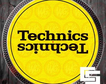 Technics Black on Yellow DJ Turntable Slipmats Record Pads - pair