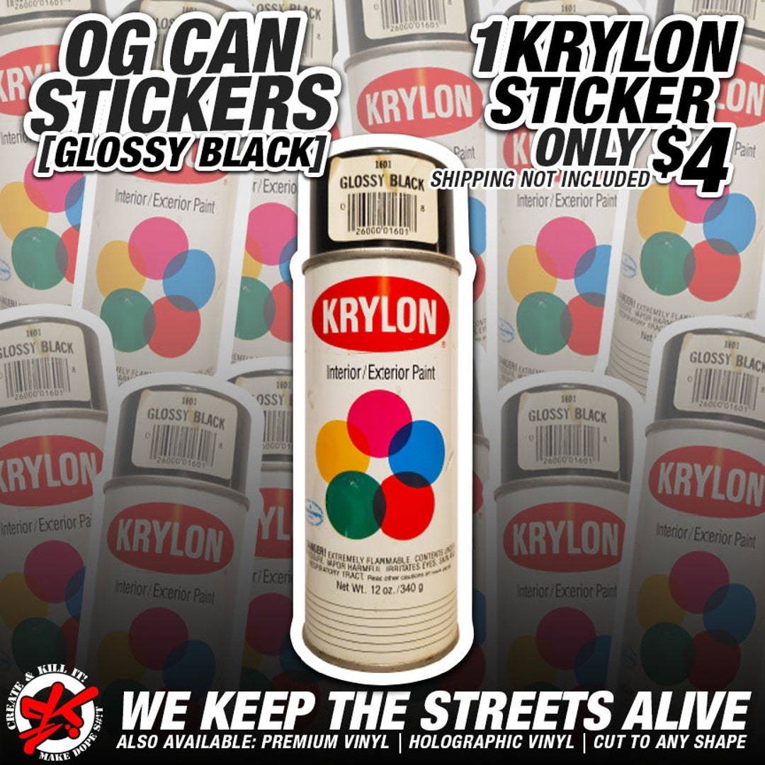 Krylon Glossy Black Vintage Spray Paint Can Sticker Vinyl Sticker