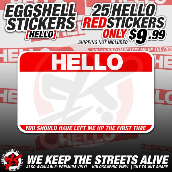 Hello Eggshell Stickers | Red | Gray | Graffiti | Art | Slaps | Sticker | Tag