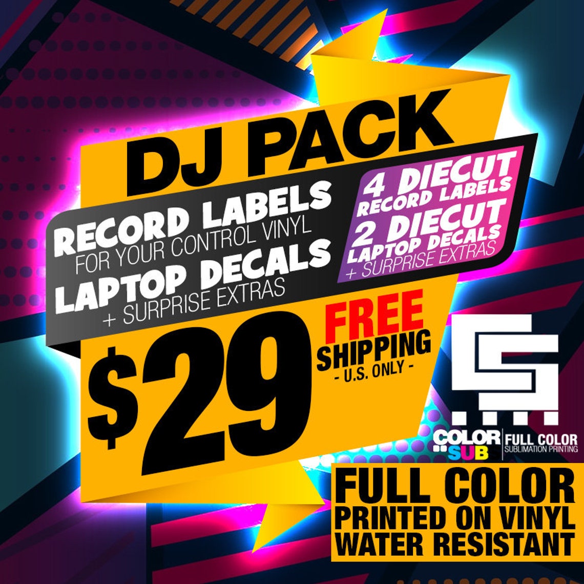 DJ Pack | Full Color | Record Labels | Laptop Decals | Branding | Promo ...
