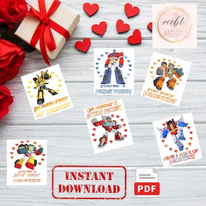 Transformers Valentine Cards Printable | Robot Classroom Valentines | Digital Download PDF
