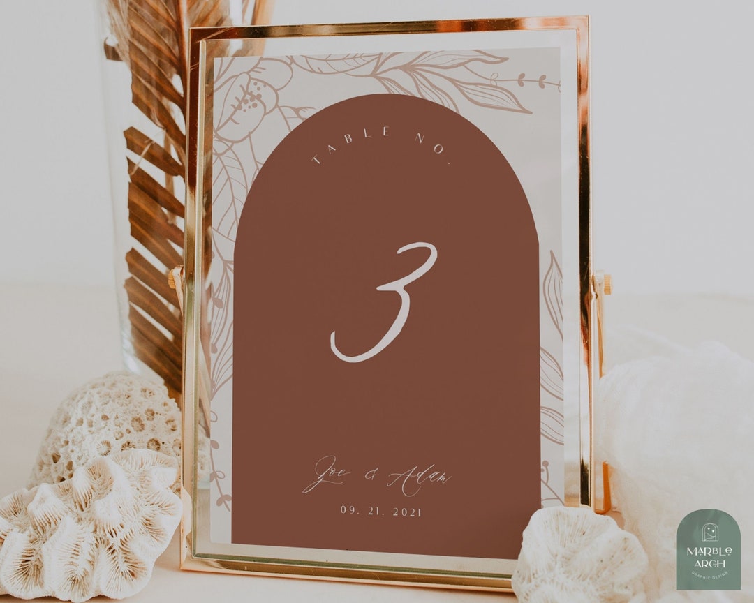 Copper Wedding Table Number Template Minimalist Table Number Etsy