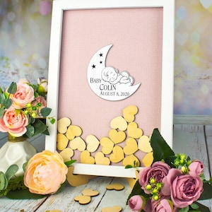 Moon and Stars baby shower guestbook, Baby Shower guest book alternative, 1st Birthday guest book, Baby shower wood guest book, Baby Shower