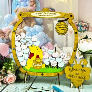 Honey Jar Pooh Guest Book  Baby Shower  Alternative Custom Sign In Drop Box for Pooh's Honey Pot 1st Birthday Gender Reveal Party Decor