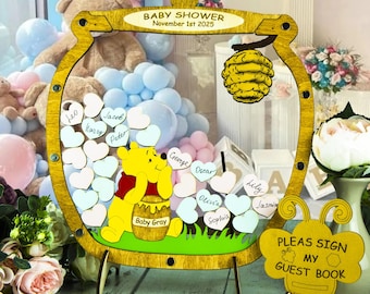 Honey Jar Pooh Guest Book  Baby Shower  Alternative Custom Sign In Drop Box for Pooh's Honey Pot 1st Birthday Gender Reveal Party Decor