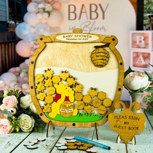 Honey Jar Pooh Guest Book Baby Shower  Alternative Custom Sign In Drop Box for Pooh's Honey Pot 1st Birthday Gender Reveal Party Decor