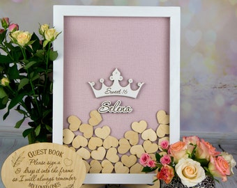 Birthday guest book alternative Quinceanera guest book Sweet 16 sixteen guestbook drop box Mis quince gift
