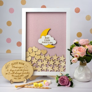 Moon and Stars baby shower guestbook, Baby Shower guest book alternative, 1st Birthday guest book, Baby shower wood guest book, Baby Shower