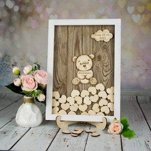 Baby shower guestbook Teddy Bear baby guestbook Drop box birthday guestbook sign Baby shower frame guestbook sign Cute baby shower guestbook