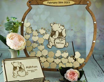 Honey Jar Pooh Baby Shower Guest Book Alternative Custom Sign In Drop Box for Pooh's Honey Pot 1st Birthday Gender Reveal Party Decor