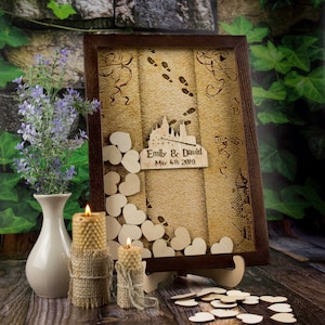 Always Wedding guest book alternative Rustic wedding guest book sign Castle guestbook Wedding heart box White guest book for wedding