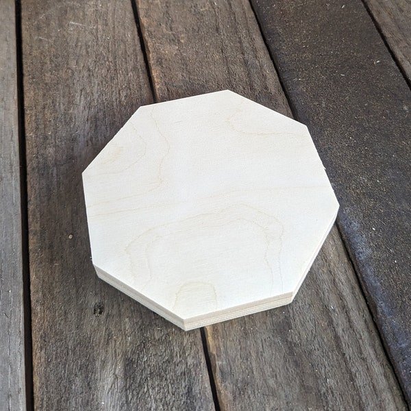 5.5" (5 1/2") Wood Octagon Plaques, BALTIC BIRCH Wooden Eight Sided Shape, Blank Octagon, Unfinished Wooden Octagon, DIY Crafting Supplies