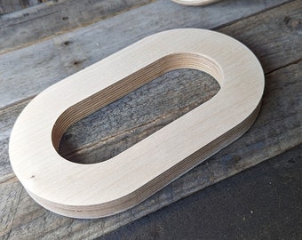 6" x 10" Wood Oblong Shape with 3" x 7" hole , BALTIC BIRCH - Wooden Oblong, Blank Oblong, Unfinished Wooden Circles, Oblong Shape