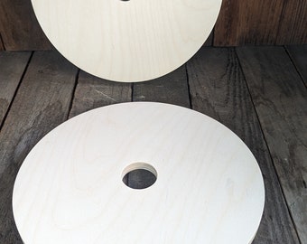 11" Wood Circle Disc with 1.625" center hole, BALTIC BIRCH Wooden Circles, Blank Circles, Unfinished Wooden Circles, Round Circles, Circular