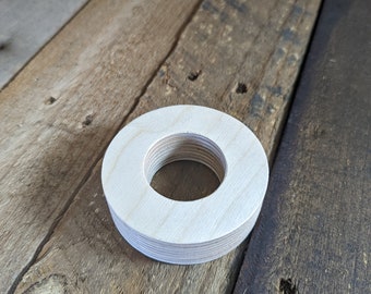 Donut de madera de 3", agujero central de 1,5" - ABEDUL BÁLTICO - Círculos de madera, círculos de madera sin terminar, círculos redondos, madera circular activa, forma de anillo