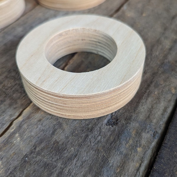 3.5" (3 1/2") Wood Donut, 2" center hole - BALTIC BIRCH - Wooden Circles, Unfinished Wooden Circles, Round Circles, Circular Wood, Ring