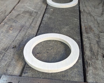 Donut de madera de 3,5" (3 1/2"), agujero central de 2,5" - ABEDUL BÁLTICO - Círculos de madera, círculos de madera sin terminar, círculos redondos, madera circular, anillo