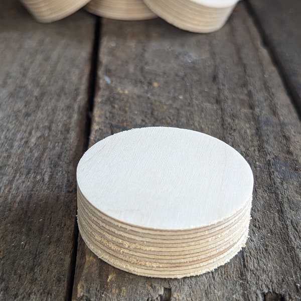 2.125" (2 1/8") Wood Circle Disc Plaques, BALTIC BIRCH - Wooden Circles, Blank Circles, Unfinished Wooden Circles, DIY Crafting Supplies