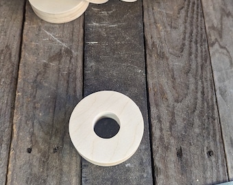 3.5" (3-1/2") Wood Donut, 1.25" (1-1/4")center hole - BALTIC BIRCH - Wooden Circles, Unfinished Wooden Circles, Circular Wood, Ring