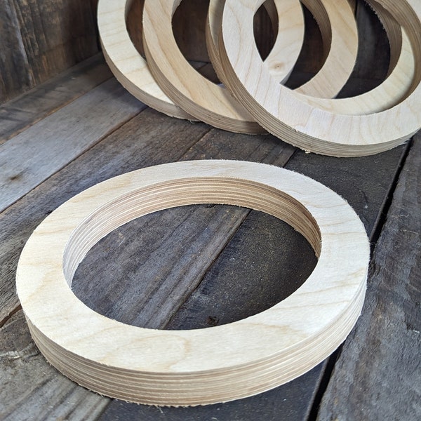 8" Wood Donut 6" center hole, BALTIC BIRCH Wooden Circles, Unfinished Wooden Circles, Round Circles, Circular Wood