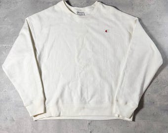 Champion White Crewneck Sweatshirt • 2XL runs small