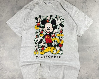 Vintage 90s Disneyland Mickey Mouse California Grey T Shirt Theme Park Medium