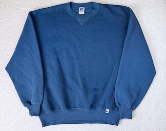 Vintage Russell Athletic Sweatshirt Cardigan 90s XL Cotton Poly