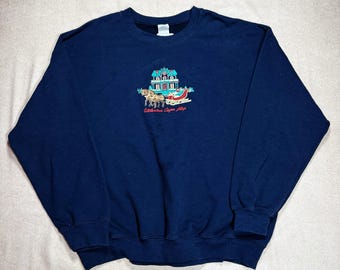 Vintage Victorian Cape May New Jersey NJ Horse And Carriage Navy Sweatshirt XL