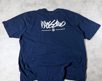 Vintage Y2K Mossimo Back Graphic Navy Blue T Shirt • XL