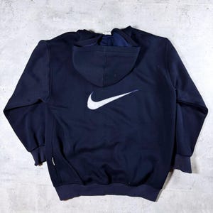Vintage 90s Nike Hoodie Navy Blue Zip Up • Medium image 1
