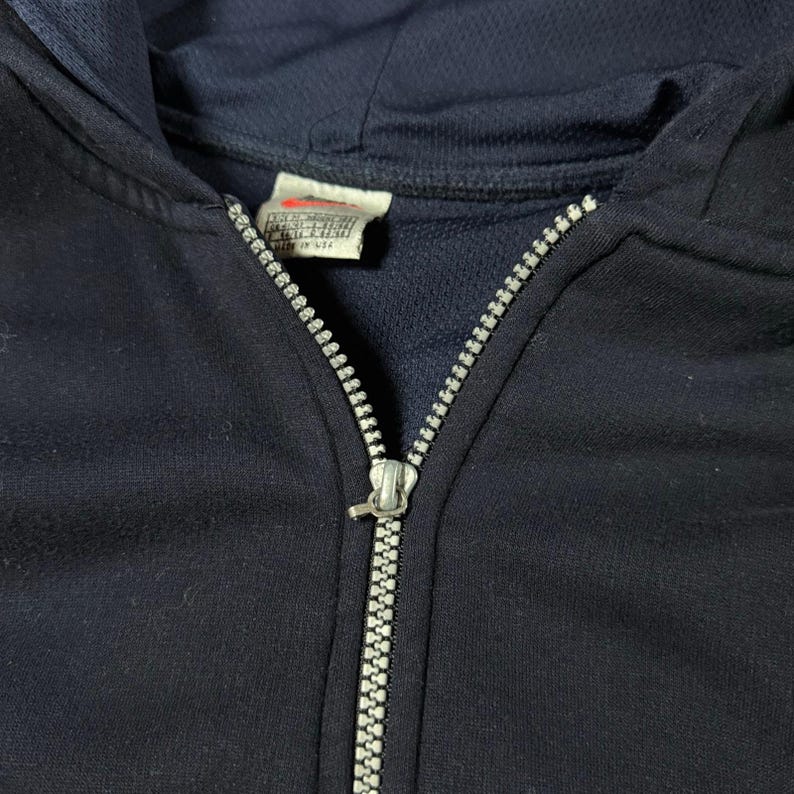 Vintage 90s Nike Hoodie Navy Blue Zip Up • Medium image 4