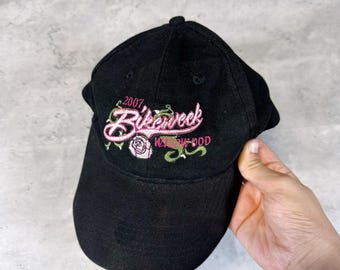 Vintage Y2K 2007 Wildwood New Jersey Bike Week Floral Baseball Cap