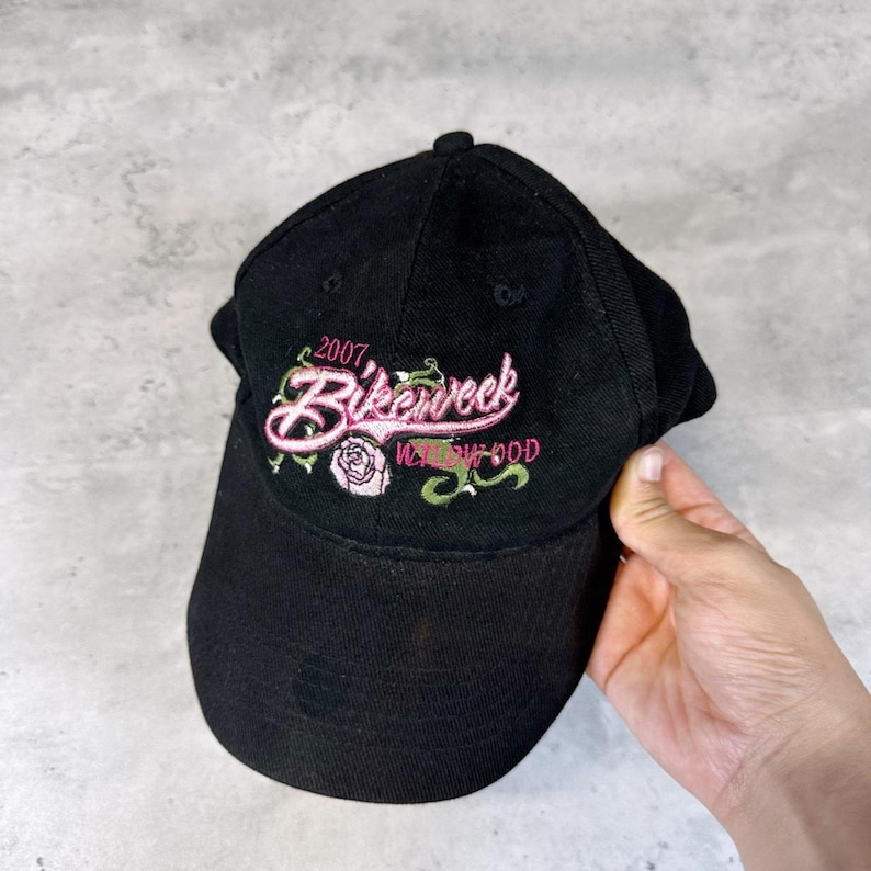 Vintage Y2K 2007 Wildwood New Jersey Bike Week Floral Baseball Cap image 1