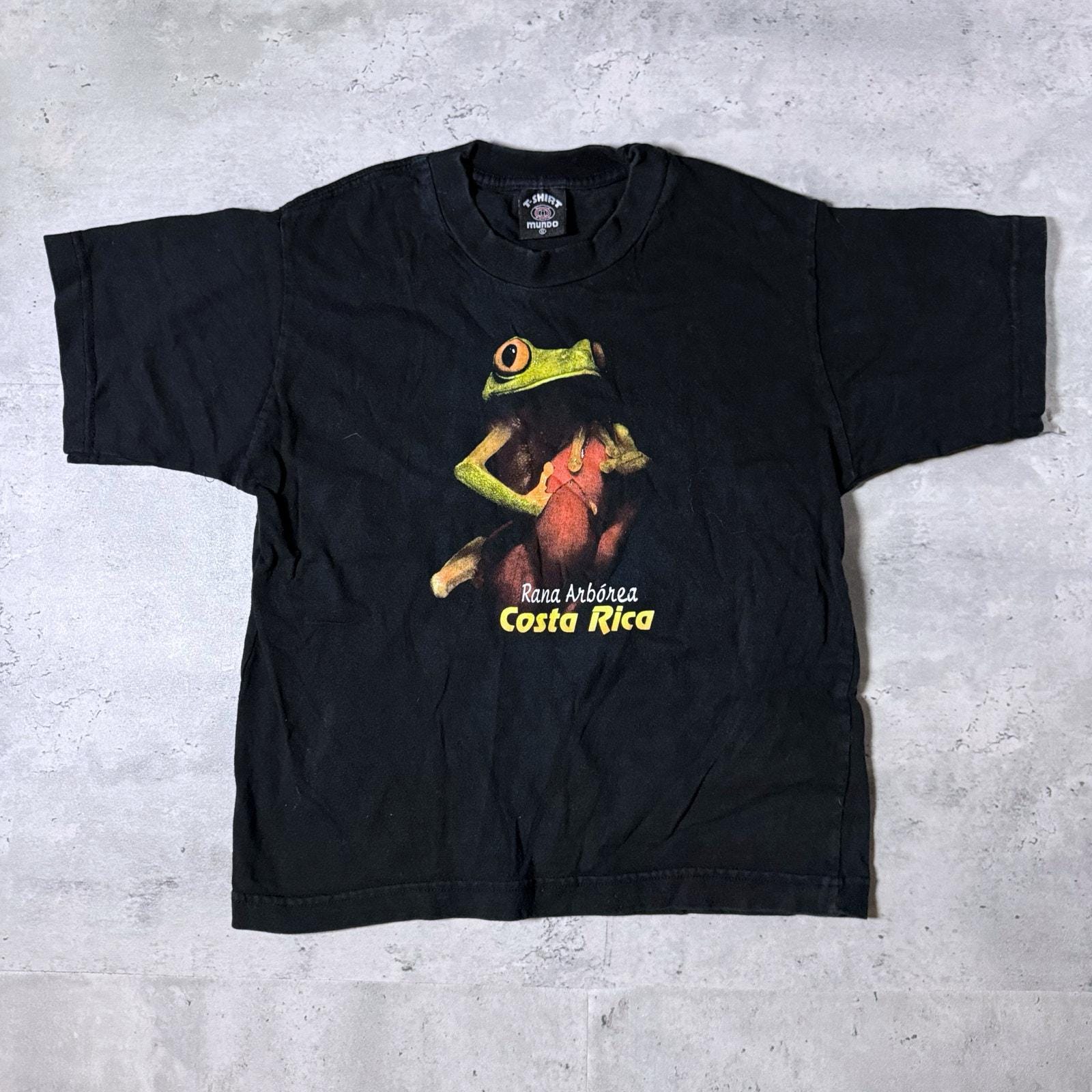 Vintage 90s Costa Rica Tropical Frog Rana Arborea Black T Shirt 