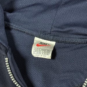 Vintage 90s Nike Hoodie Navy Blue Zip Up • Medium image 3
