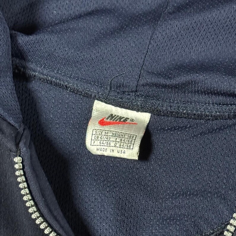 Vintage 90s Nike Hoodie Navy Blue Zip Up • Medium image 3
