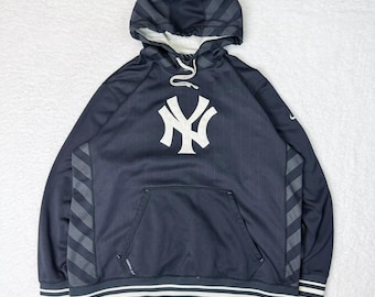 Nike Authentic MLB Genuine Merchandise NY New York Yankees Dark Navy Pinstripe 2013 Hoodie • XL